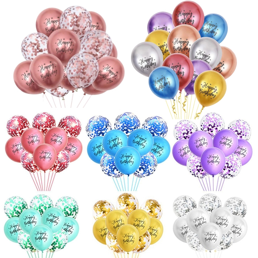10ชิ้นโลหะสุขสันต์วันเกิดลูกโป่งโลหะที่มีสีสันตกแต่งลูกโป่งพรรคประดับห้องตกแต่งบ้านสําหรับแต่งงานวันเกิดครบรอบจบการศึกษาพรรคตกแต่งอุป