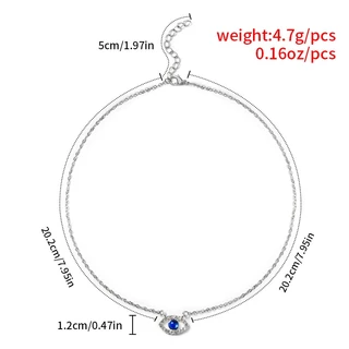 แฟชั่น Retro 18k Gold Plated Blue Evil Eye Blessed สร้อยคอ Rhinestone Lucky สร้อยคอสําหรับผู้ชายและผู้หญิง Vintage เครื่องประดับของขวัญ