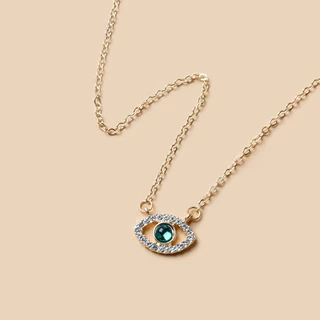 แฟชั่น Retro 18k Gold Plated Blue Evil Eye Blessed สร้อยคอ Rhinestone Lucky สร้อยคอสําหรับผู้ชายและผู้หญิง Vintage เครื่องประดับของขวัญ