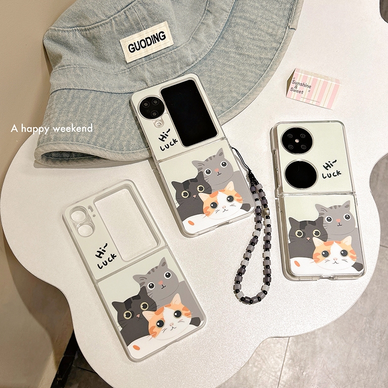 เคสโทรศัพท์แบบพับได้พิมพ์ลายแมวโง่และน่ารักสําหรับ Oppo Find N3 N2 Flip FindN3Flip FindN2Flip case c