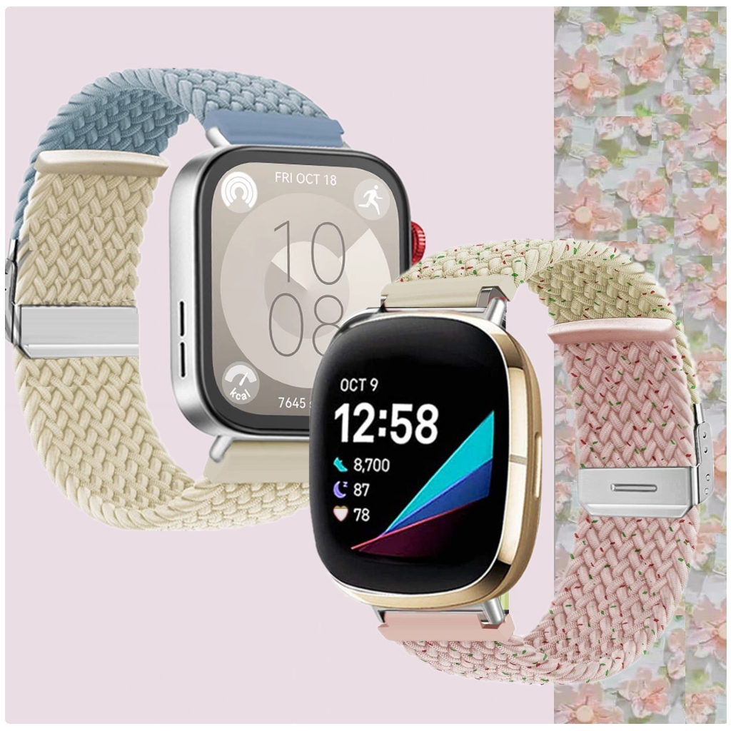 Braided Nylon สาย Fitbit Versa 4 Strap / Fitbit Versa 3 Strap Adjustable Fitbit Sense 2 สาย Fitbit S