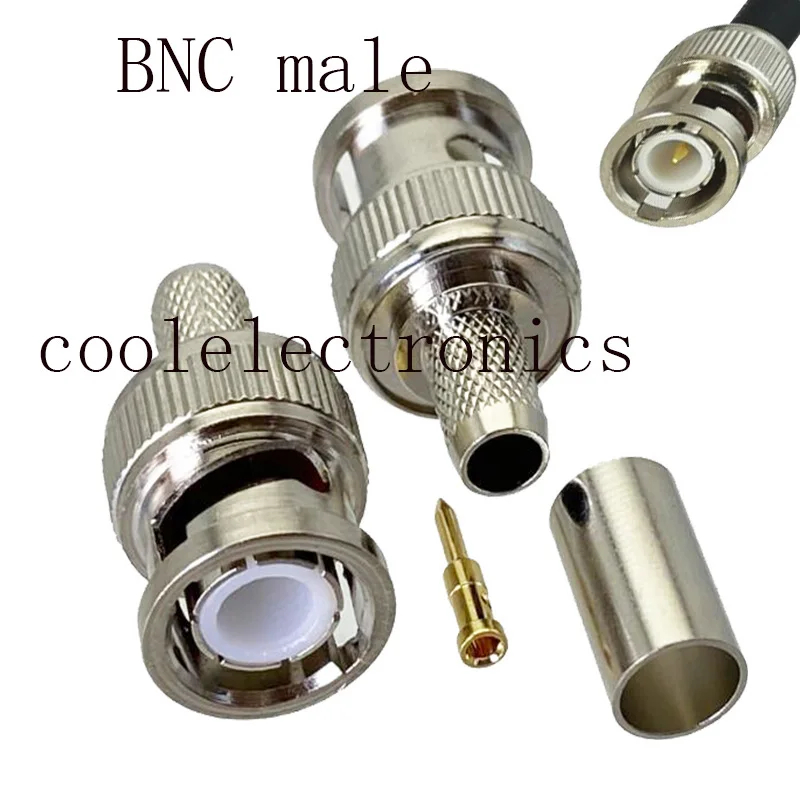 5pcs BNC ชายปลั๊ก Crimp อะแดปเตอร์สําหรับ RG58 LMR195 RG400 RG142 RF Coaxia สายเชื่อมต่อ