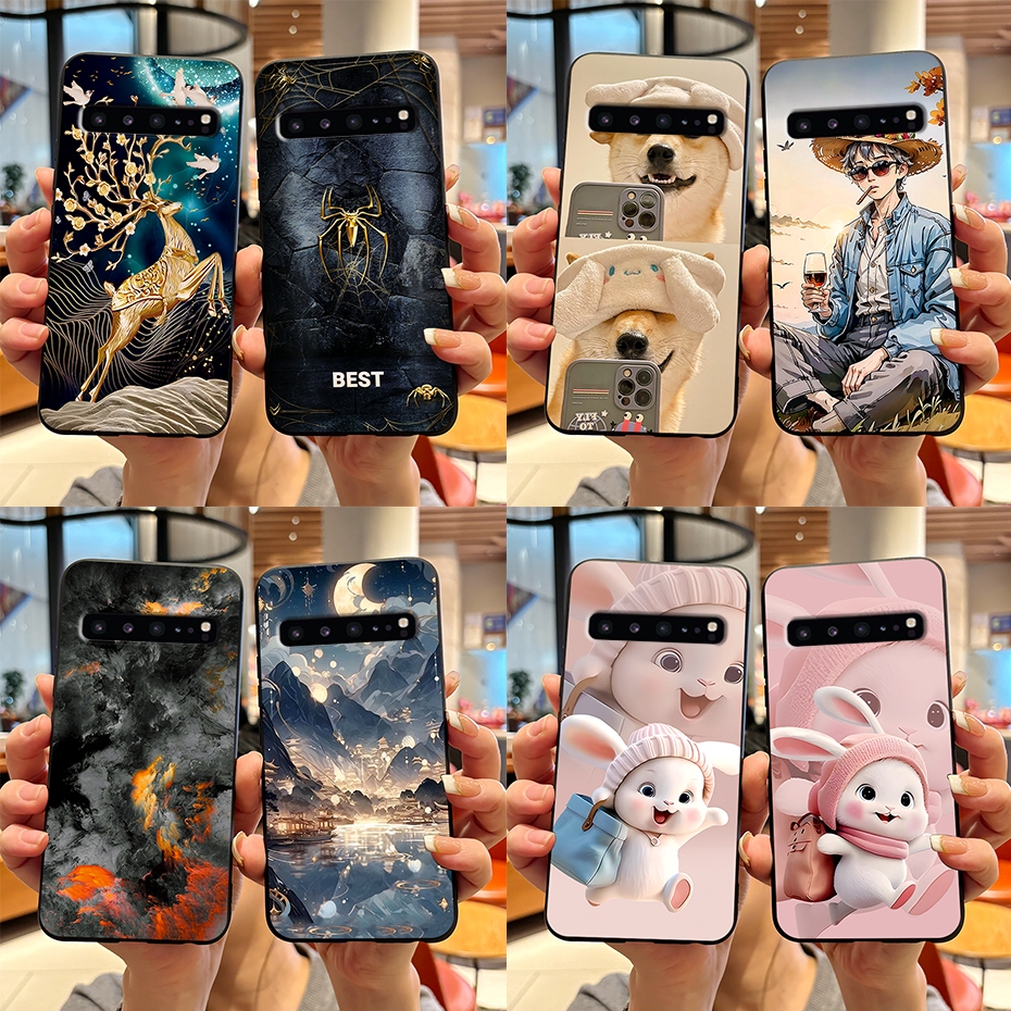 สําหรับ Samsung Galaxy S10 5G กรณี SM-G977B G977U G977N แฟชั่นการ์ตูนพิมพ์ปกหลังซิลิโคนนุ่มสีดํา TPU เคสโทรศัพท์