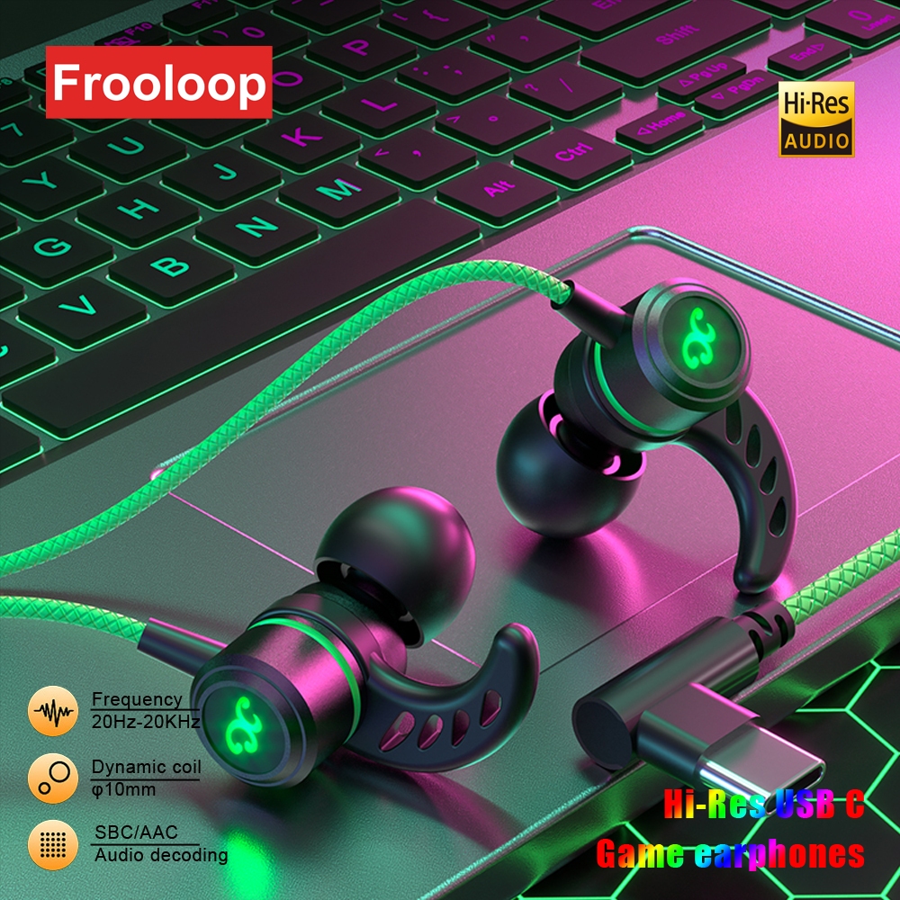 หูฟัง USB C DAC ถอดรหัสดิจิตอล Type-C ในหู FPS หูฟังสําหรับเล่นเกมหูฟังสเตอริโอควบคุมด้วยสายพร้อมไมโ