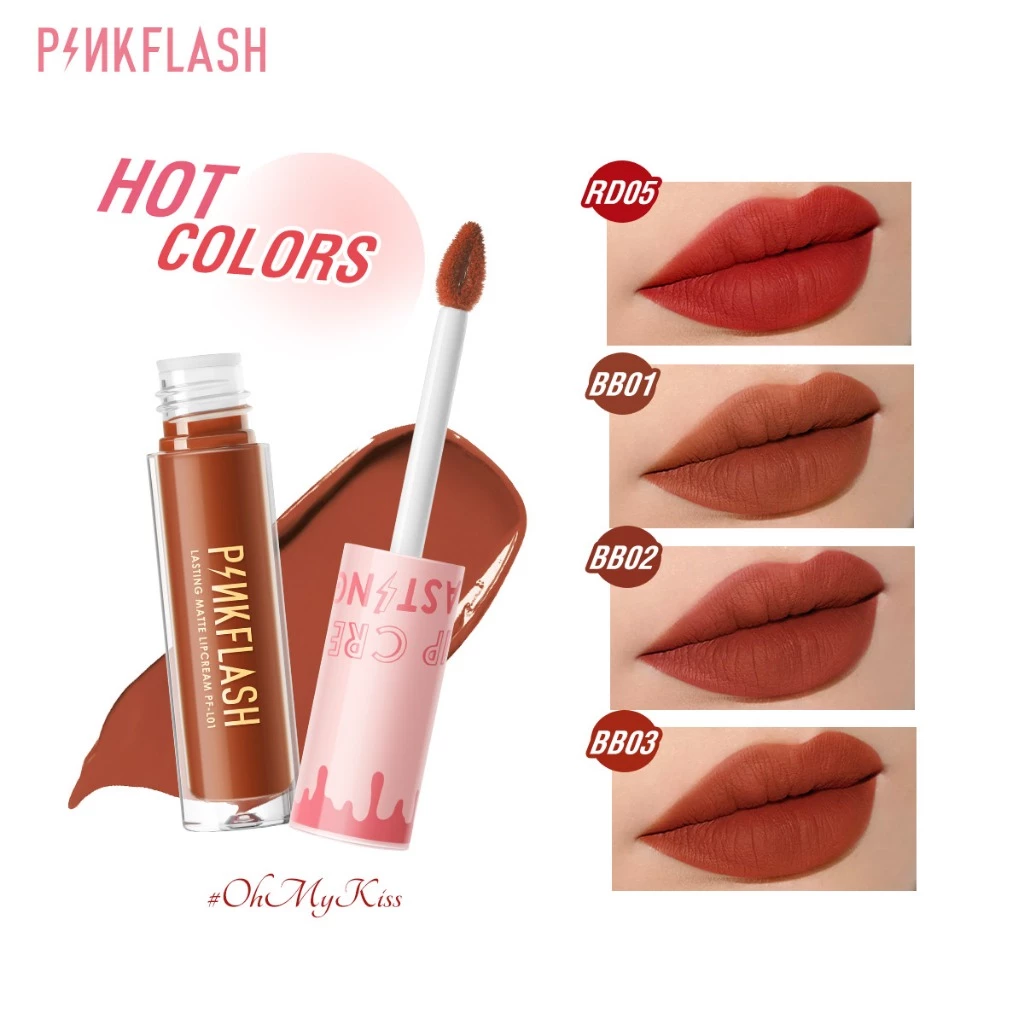 Pinkflash Ohmykiss ลิปสติก เนื้อลิขวิดแมตต์ ให้ความชุ่มชื้น ติดทนยาวนาน
