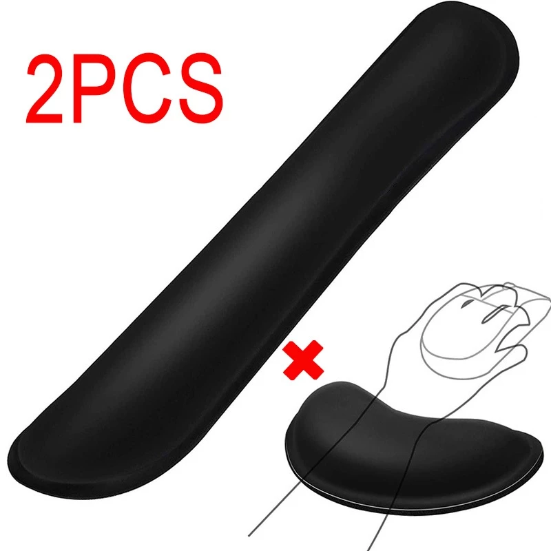 แผ่นรองข้อมือ 2 ชิ้น แผ่นรองคีย์บอร์ด แผ่นรองเมาส์ กันลื่นสำหรับคอมพิวเตอร์ PC และแล็ปท็อป