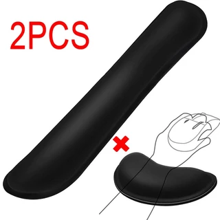 แผ่นรองข้อมือ 2 ชิ้น แผ่นรองคีย์บอร์ด แผ่นรองเมาส์ กันลื่นสำหรับคอมพิวเตอร์ PC และแล็ปท็อป