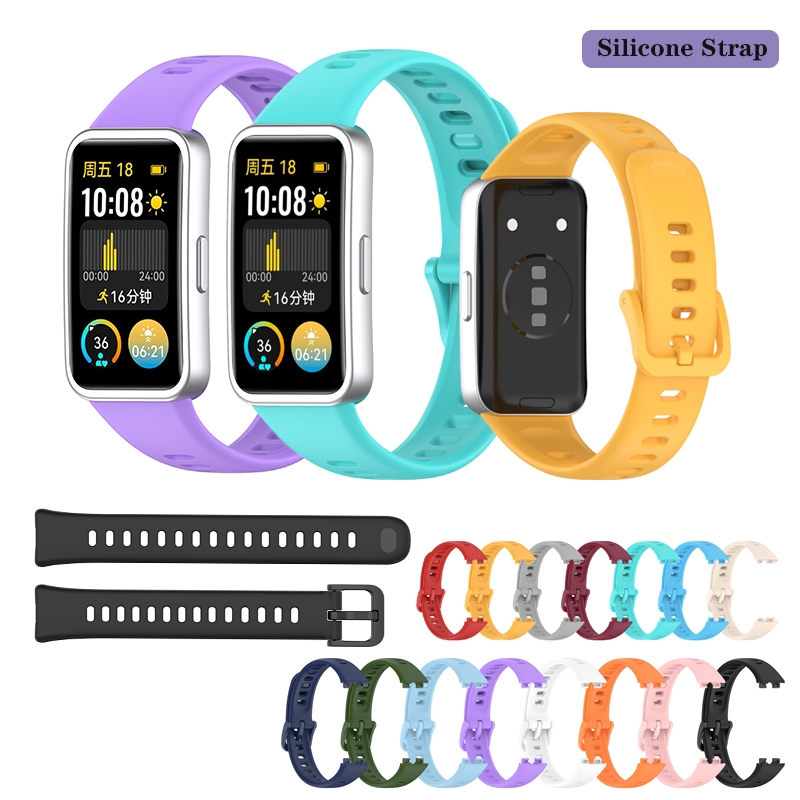 สำหรับ Huawei Band 9/8 สายซิลิโคนอ่อนนุ่มยางสีเดียวกันหัวเข็มขัด Watchband สำหรับ Huawei Band 8 9 NFC