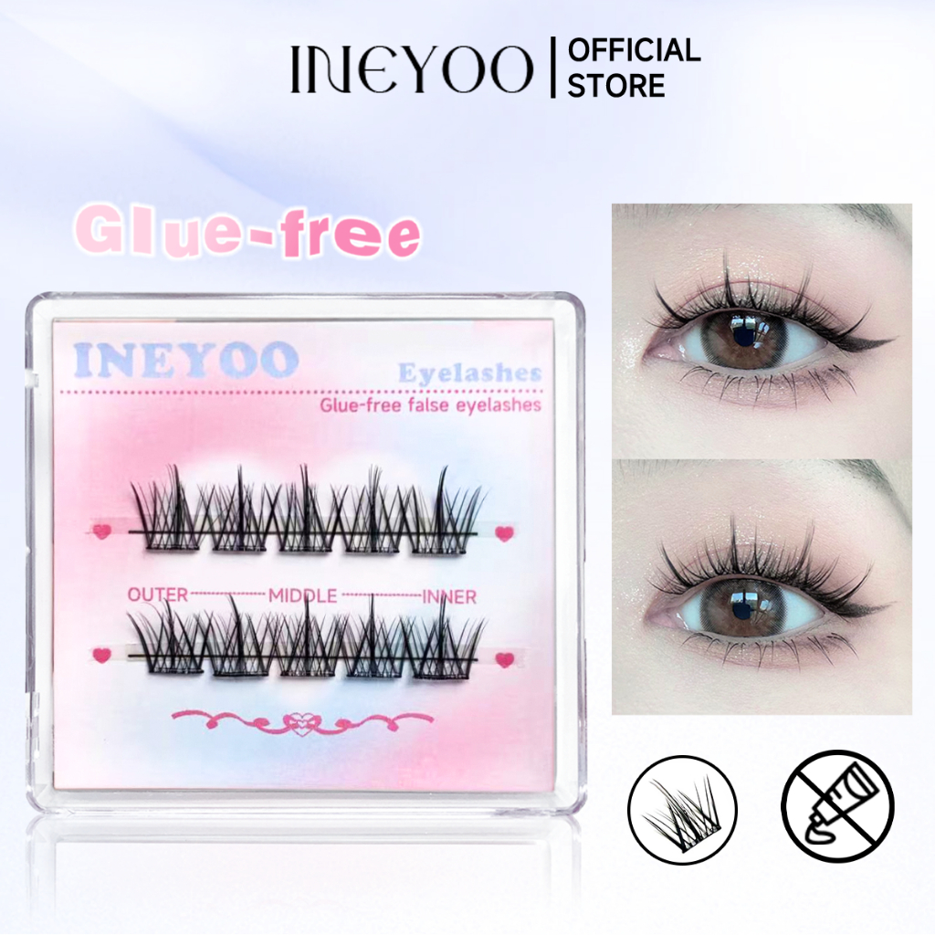 Ineyoo เรียวไม่มีกาวต้องการขนตาชั้นธรรมชาติเหมาะสําหรับผู้เริ่มต้น