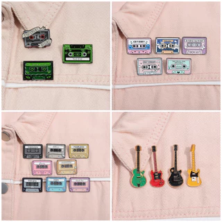 เครื่องดนตรีสร้างสรรค์เข็มกลัดปกกีตาร์เปียโนเทปเคลือบ Pin เทปบันทึกโลหะ badge กระเป๋าเป้สะพายหลังอุปกรณ์เสริมของขวัญเครื่องประดับสําหรับเพื่อน