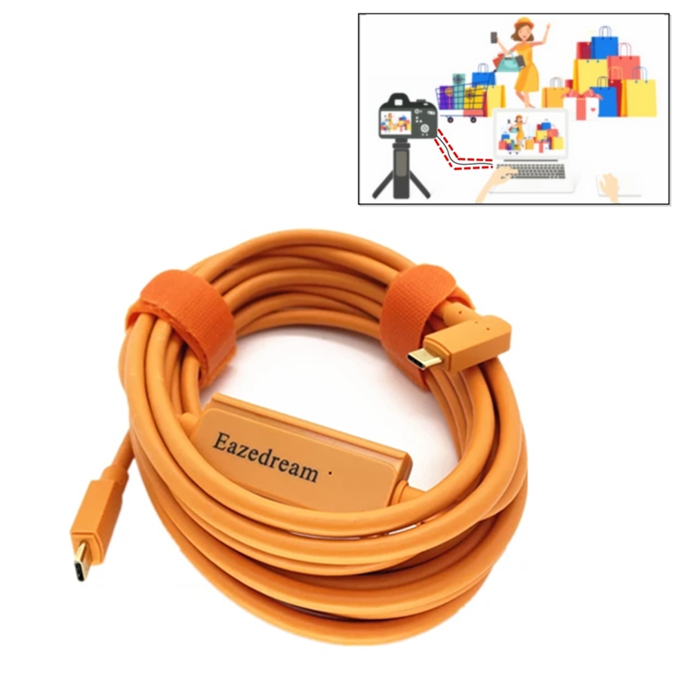 Eazedream 5m สายเชื่อมต่อ USB Type-C 5 เมตรสำหรับการถ่ายทอดสดผ่าน Sony Canon Nikon Camera PC Imaging