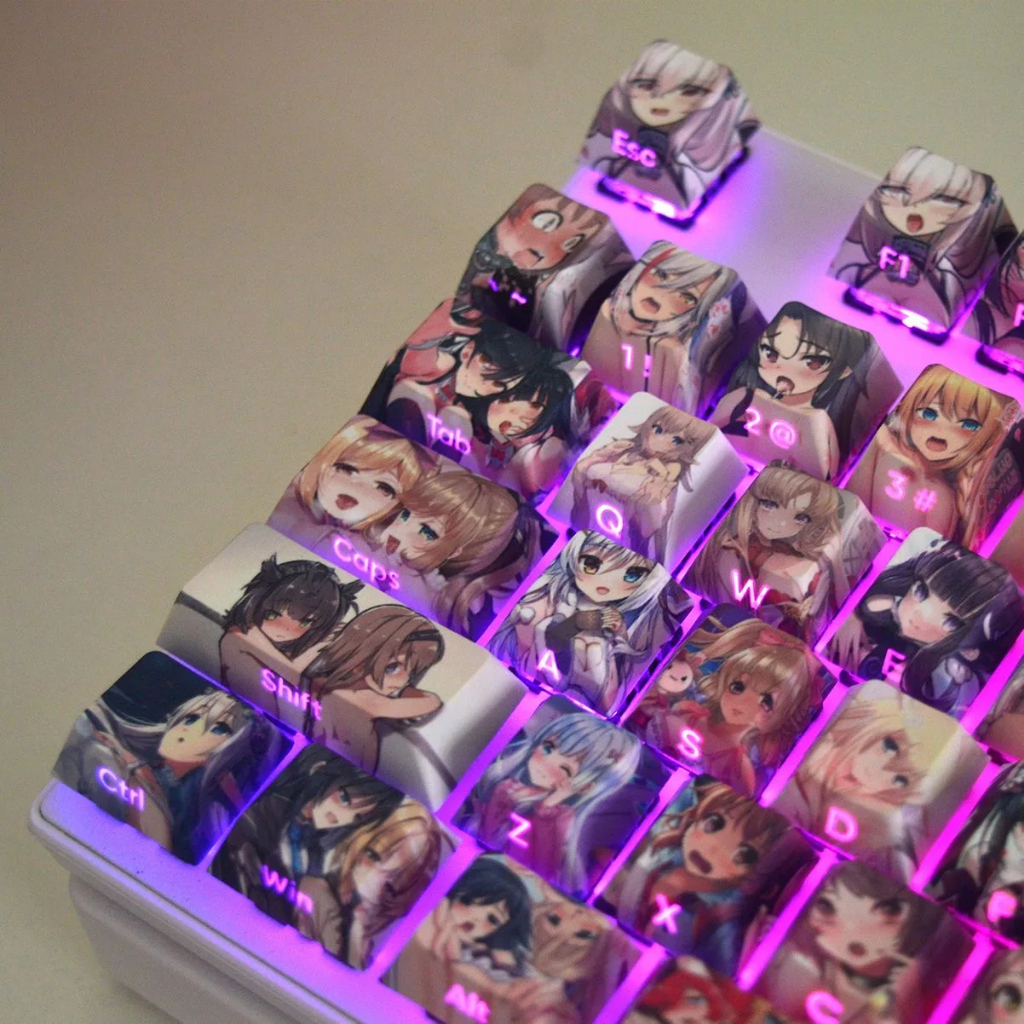 135 สไตล์ Key Ahegao Keycap PBT ระเหิดอะนิเมะญี่ปุ่น Keycap สําหรับ Cherry Gateron Filco Kailh คีย์บอร์ด