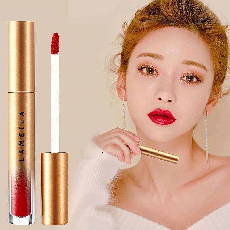 PY.th LAMEILA ลิปสติก ลิปกลอส เนื้อแมตต์กํามะหยี่ สีสวย ให้ความชุ่มชื้น กันน้ำ ติดทน 6 สี