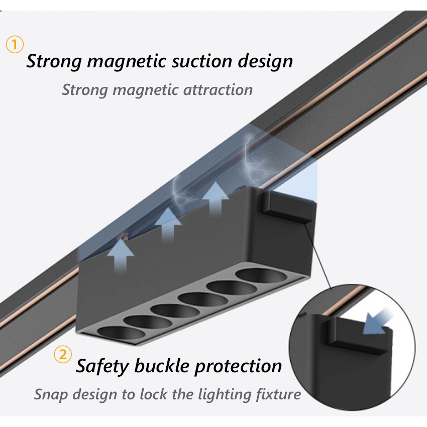Ultra-thin Magnetic Track Light 3-CCT Button-Changeable รางแม่เหล็กบางเฉียบแสงพื้นผิวติดตั้งรางอลูมิเนียมจุด นํา ห้องนั่งเล่นที่ทันสมัยสีดํา/สีขาว - รูปที่ 2