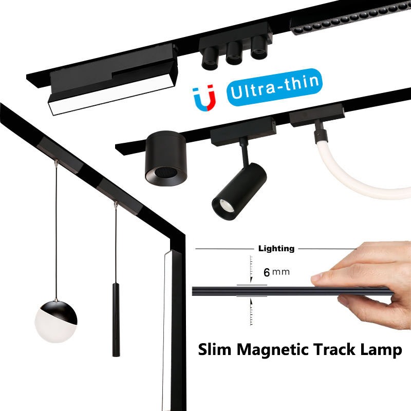 Ultra-thin Magnetic Track Light 3-CCT Button-Changeable รางแม่เหล็กบางเฉียบแสงพื้นผิวติดตั้งรางอลูมิเนียมจุด นํา ห้องนั่งเล่นที่ทันสมัยสีดํา/สีขาว