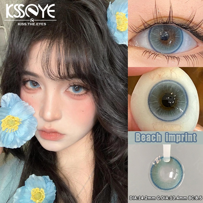 [เลนส์เกรด&ปลาค็อด] 2ชิ้น คอนแทคเลนส์สีน้ําเงินขนาดเส้นผ่าศูนย์กลางขนาดใหญ่สําหรับการใช้งานประจําปีคอนแทคเลนส์อ่อนที่มีองศา(0.00-8.00)