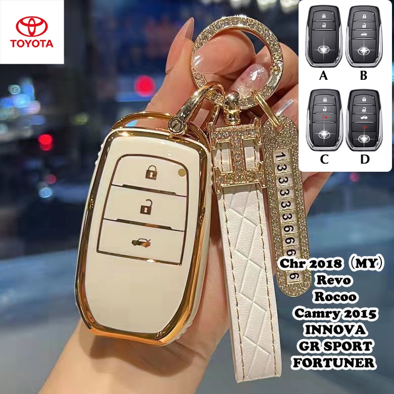 เคสกุญแจโตโยต้าสําหรับ Toyota CHR/Revo/Rocoo/FORTUNER/INNOVA/GR SPORT ฝาครอบกุญแจพวงกุญแจ