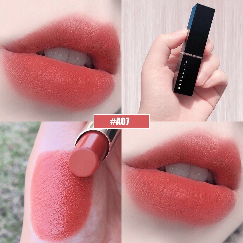 【BY】HLLR ลิปสติกเนื้อแมท แดงก่ำแดง ส้ม อิฐ กันน้ำติดทนเพิ่มความชุ่มชื้นเครื่องสำอาง-BY