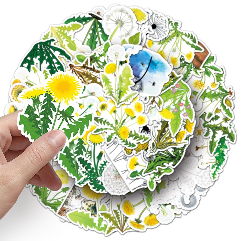 50 ชิ้น INS Dandelion พืชสติกเกอร์ WaterProof สมุดภาพแล็ปท็อปสติกเกอร์ป้ายของขวัญวันเด็ก
