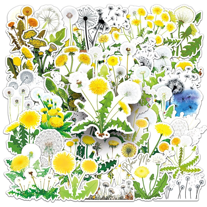 50 ชิ้น INS Dandelion พืชสติกเกอร์ WaterProof สมุดภาพแล็ปท็อปสติกเกอร์ป้ายของขวัญวันเด็ก