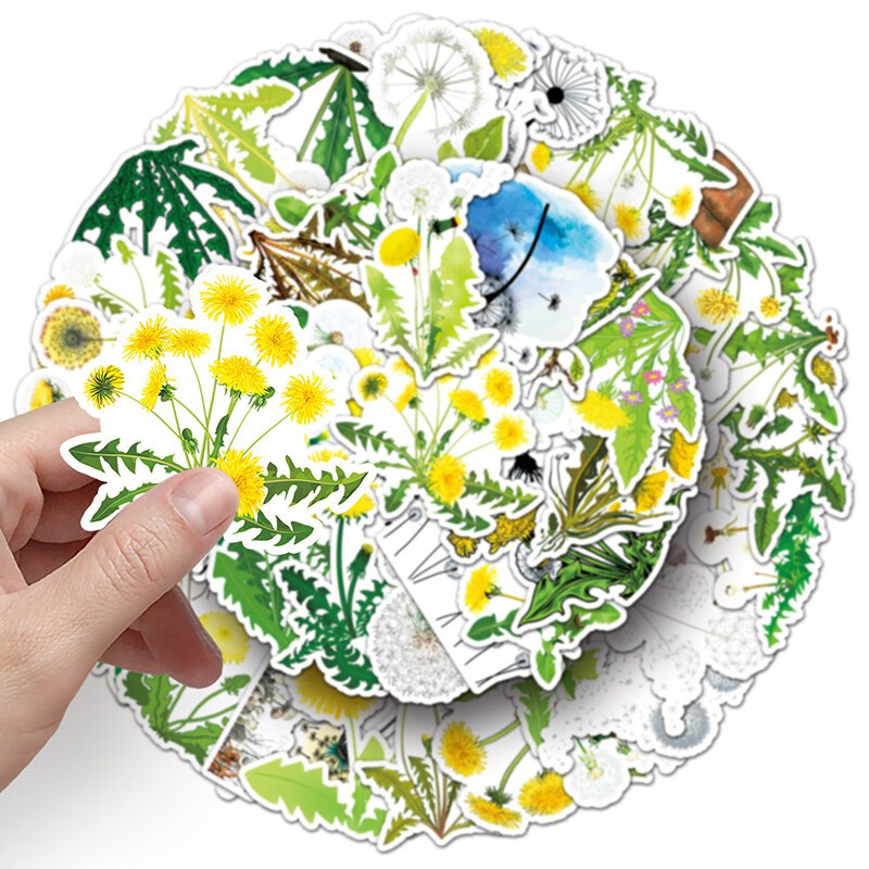 50 ชิ้น INS Dandelion พืชสติกเกอร์ WaterProof สมุดภาพแล็ปท็อปสติกเกอร์ป้ายของขวัญวันเด็ก