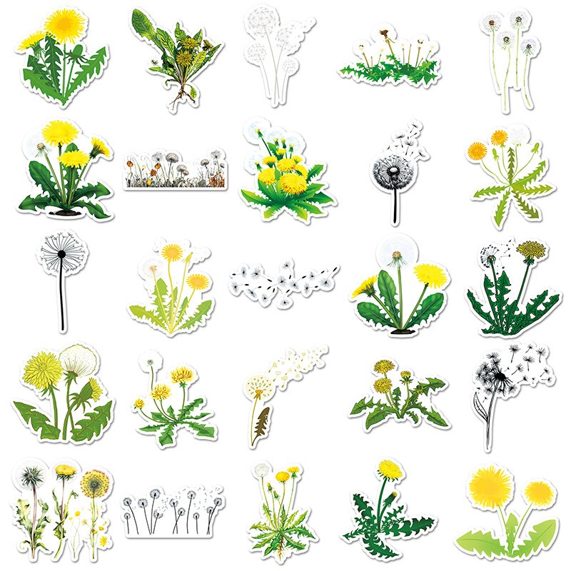 50 ชิ้น INS Dandelion พืชสติกเกอร์ WaterProof สมุดภาพแล็ปท็อปสติกเกอร์ป้ายของขวัญวันเด็ก
