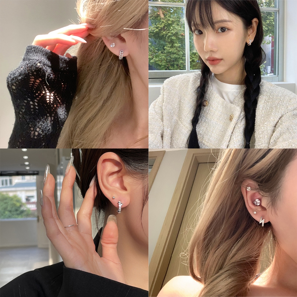 1 ชิ้น 316L ต่างหูห่วงสแตนเลส Star Heart Hoop ต่างหู Hypoallergenic ต่างหูผู้หญิงเครื่องประดับ