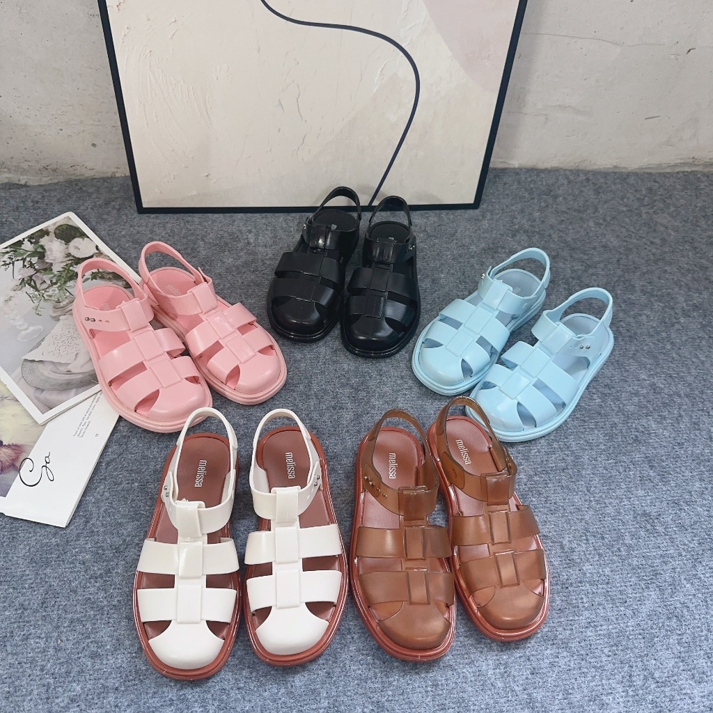 [ขายดี] Melissa รองเท้าแตะ กลวง ลายดอกไม้ สไตล์โรมัน สําหรับผู้หญิง