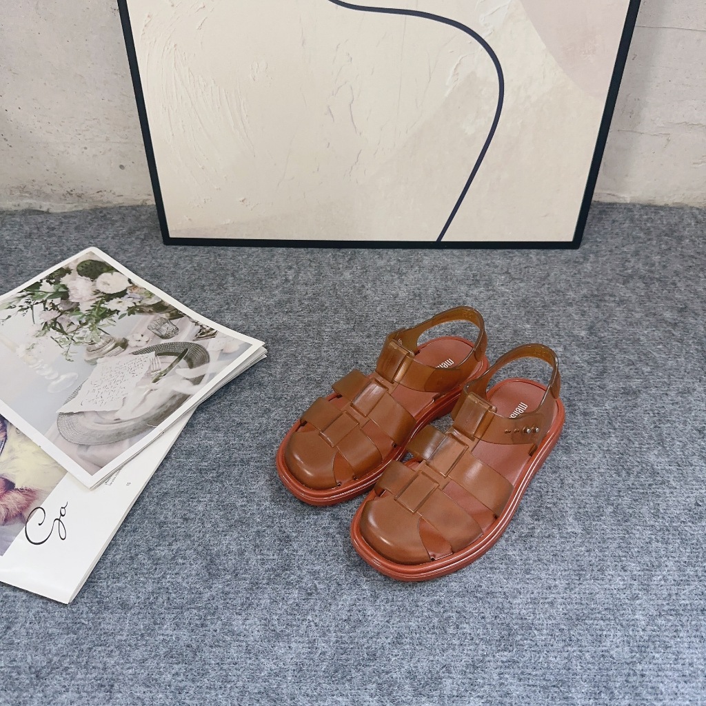 [ขายดี] Melissa รองเท้าแตะ กลวง ลายดอกไม้ สไตล์โรมัน สําหรับผู้หญิง