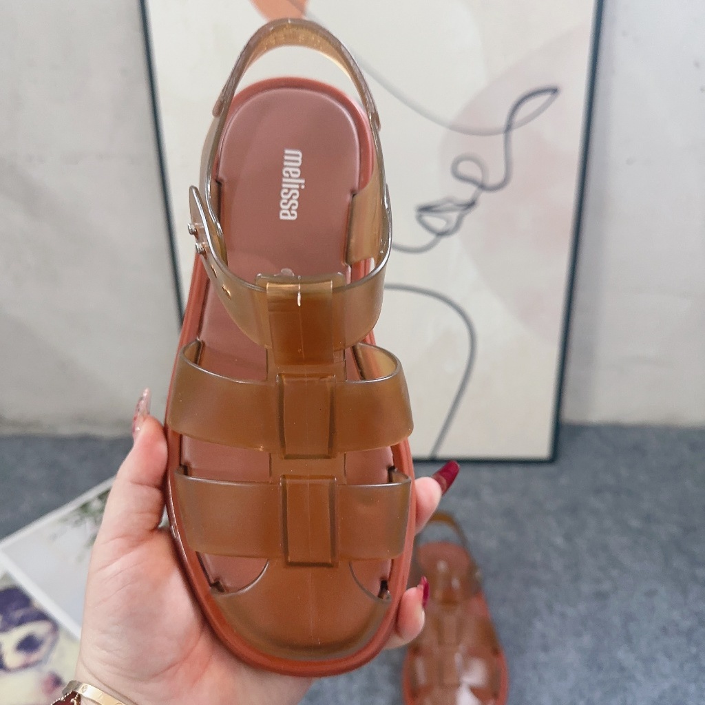 [ขายดี] Melissa รองเท้าแตะ กลวง ลายดอกไม้ สไตล์โรมัน สําหรับผู้หญิง