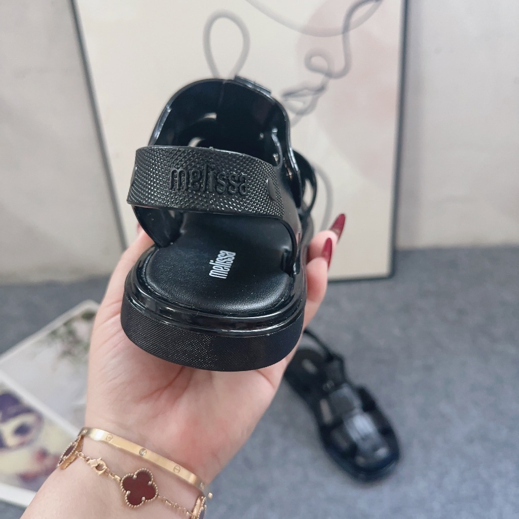 [ขายดี] Melissa รองเท้าแตะ กลวง ลายดอกไม้ สไตล์โรมัน สําหรับผู้หญิง