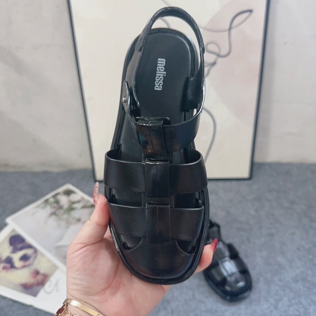 [ขายดี] Melissa รองเท้าแตะ กลวง ลายดอกไม้ สไตล์โรมัน สําหรับผู้หญิง
