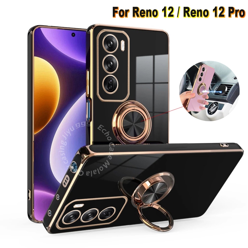 ปลอกใหม่สําหรับoppo Reno 12 Pro / Reno 12 5Gแหวนนิ้ววงเล็บหรูหรากันกระแทกเคสโทรศัพท์แบบนุ่ม