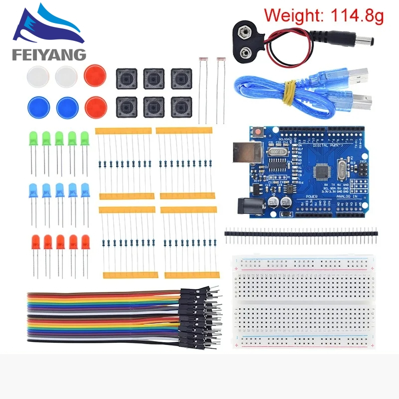 ชุดเริ่มต้นสําหรับ UNO R3 Mini Breadboard LED Jumper ปุ่มลวดสําหรับ Arduino Diy ชุดโรงเรียนการศึกษา Lab