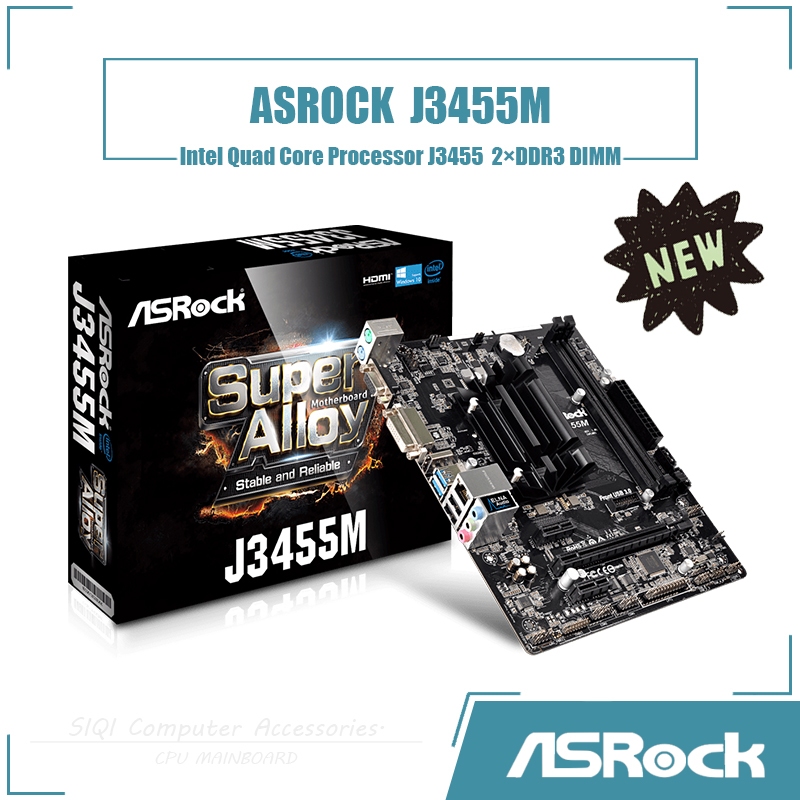 Asrock J3455M เมนบอร์ด 2xDDR3 DIMM Intel HD Display Chip 500 Intel Quad Core โปรเซสเซอร์ J3455