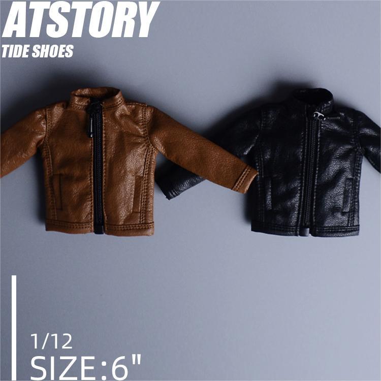 1/12 Scale Leather Coat Jacket เสื้อผ้าสําหรับ 6 นิ้วชาย Action Figure ตุ๊กตาของเล่น