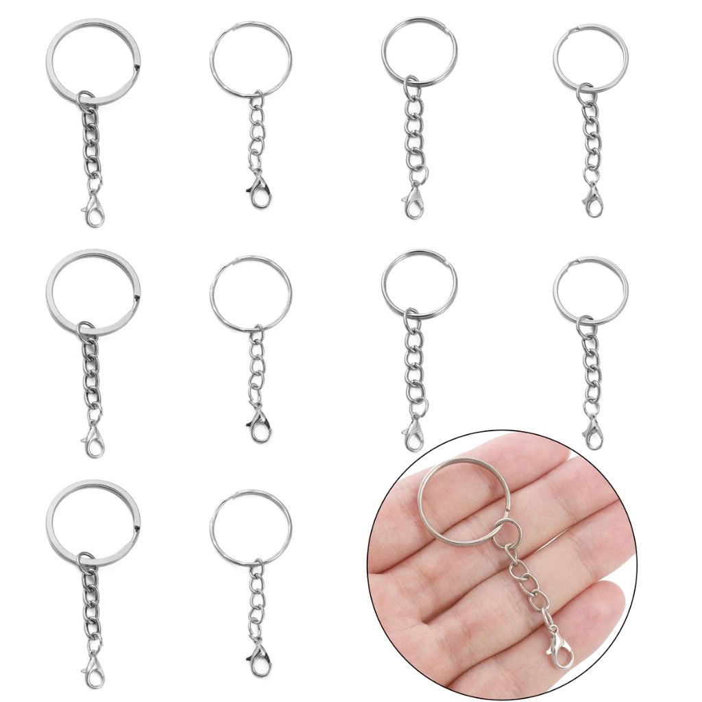 10pcs เหล็กรอบ Keyfob พร้อมแหวนกระโดดพวงกุญแจกุ้งก้ามกราม Clasp/sheep Eye รวมสําหรับพวงกุญแจจี้ DIY เครื่องประดับทําอุปกรณ์เสริม