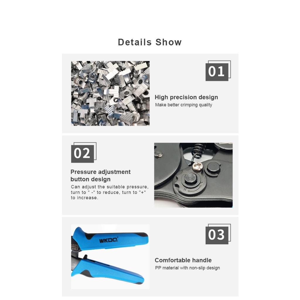 Ferrules Crimp เครื่องมือ Wเคซี8 6-6 10-4 Tubular Terminal Crimper 0.20-6mm2 23-10AWG & 0.25-10mm2 2-7AWG ไฟฟ้า Crimping คีมชุดเครื่องมือมือ WKKC ราคา ถูกที่สุด ดีลบีเคเค แกลเลอรีภาพที่ 6