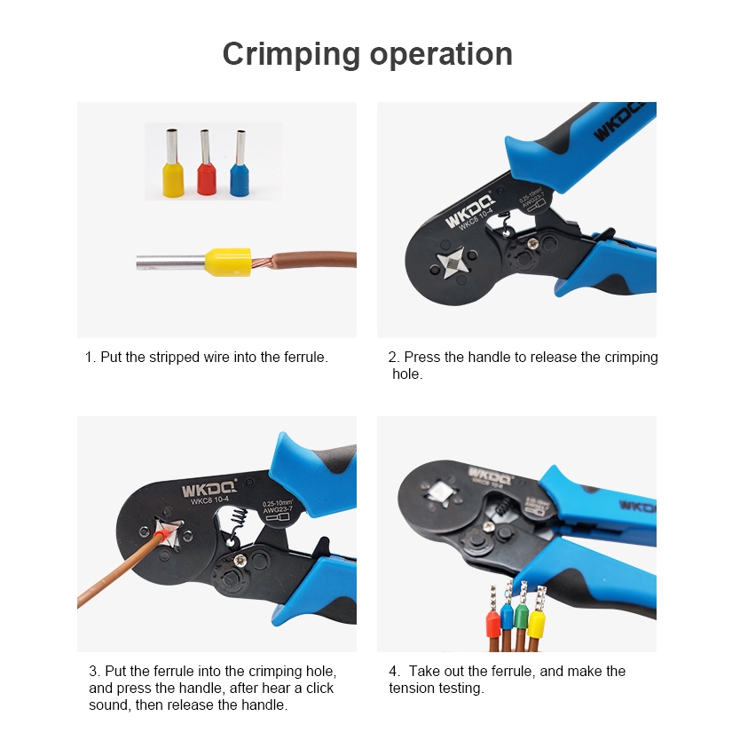 Ferrules Crimp เครื่องมือ Wเคซี8 6-6 10-4 Tubular Terminal Crimper 0.20-6mm2 23-10AWG & 0.25-10mm2 2-7AWG ไฟฟ้า Crimping คีมชุดเครื่องมือมือ WKKC ราคา ถูกที่สุด ดีลบีเคเค แกลเลอรีภาพที่ 7
