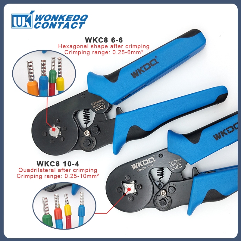 Ferrules Crimp เครื่องมือ Wเคซี8 6-6 10-4 Tubular Terminal Crimper 0.20-6mm2 23-10AWG & 0.25-10mm2 2-7AWG ไฟฟ้า Crimping คีมชุดเครื่องมือมือ WKKC ราคา ถูกที่สุด ดีลบีเคเค