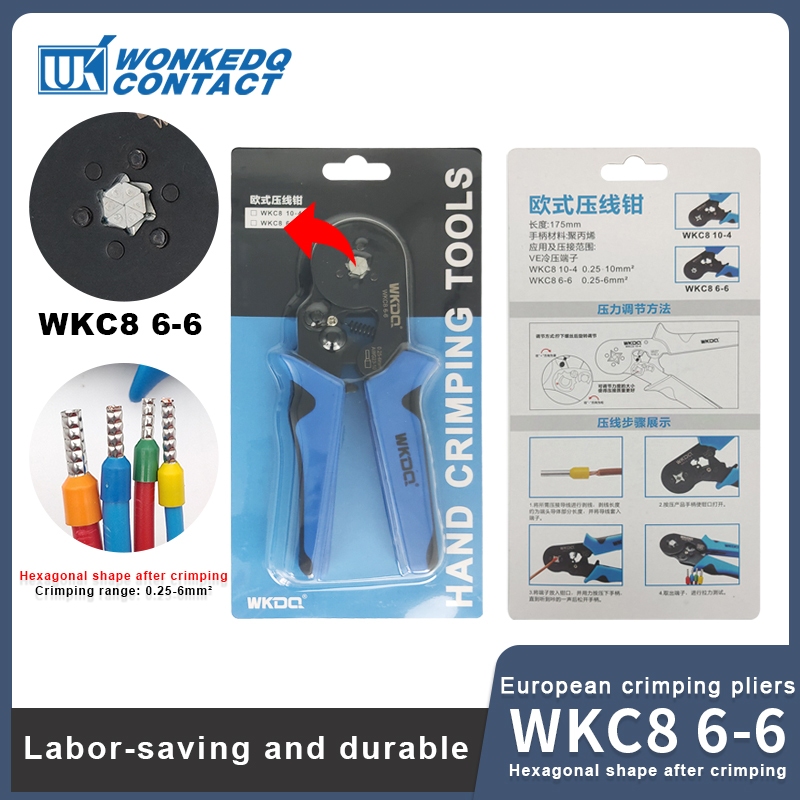 Ferrules Crimp เครื่องมือ Wเคซี8 6-6 10-4 Tubular Terminal Crimper 0.20-6mm2 23-10AWG & 0.25-10mm2 2-7AWG ไฟฟ้า Crimping คีมชุดเครื่องมือมือ WKKC ราคา ถูกที่สุด ดีลบีเคเค แกลเลอรีภาพที่ 8