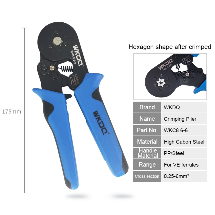 Ferrules Crimp เครื่องมือ Wเคซี8 6-6 10-4 Tubular Terminal Crimper 0.20-6mm2 23-10AWG & 0.25-10mm2 2-7AWG ไฟฟ้า Crimping คีมชุดเครื่องมือมือ WKKC ราคา ถูกที่สุด ดีลบีเคเค แกลเลอรีภาพที่ 5