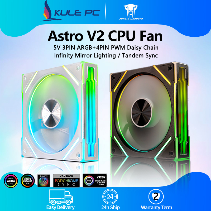 Jungle Leopard Astro V2 ARGB CPU พัดลม 120 มม.แกน CD รูปแบบด้านข้าง Infinity กระจก 5V 3PIN ARGB เมนบอร์ดแสง Sync 4PIN PWM Daisy Chain PC Cooler พัดลม