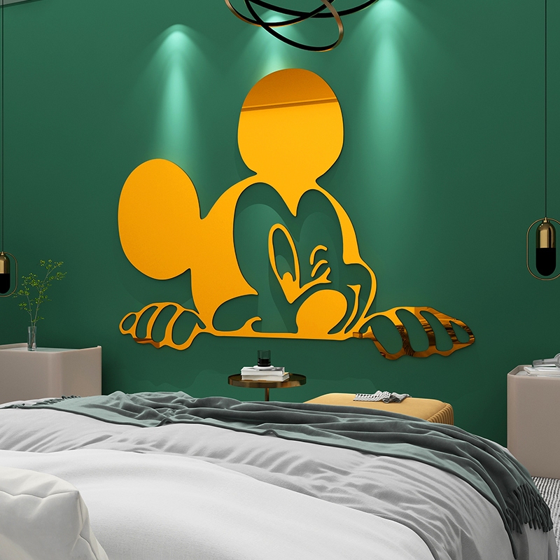 มิกกี้เค้าโครงห้องนอนสาวเด็กเด็กตกแต่งห้องข้างเตียงมินนี่สติ๊กเกอร์ติดผนังกาวในตัวทีวีพื้นหลังผนังสร้างสรรค์ - รูปที่ 2