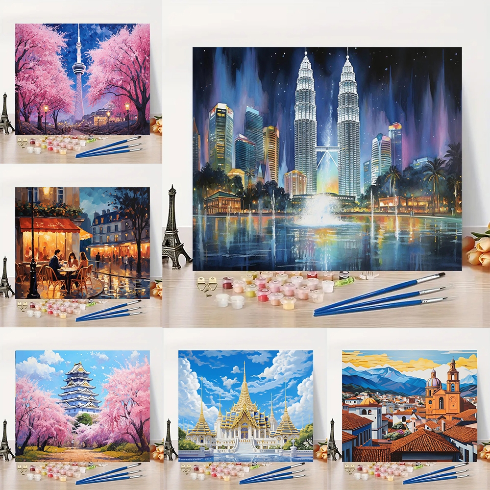 Drofe / ระบายสีตามตัวเลข / เมือง จุดสังเกต / paint by number / ภาพระบายสี / ภาพวาด DIY / ภาพวาดผ้าใบ / ภาพวาดสีน้ํามัน / ภาพระบายสีตามตัวเลข / ภาพแต่งห้อง / ตกแต่งโต๊ะ / ภาพติดผนัง
