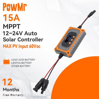 【จัดส่งในพื้นที่】PowMr 15A MPPT ตัวควบคุมเครื่องชาร์จพลังงาน…