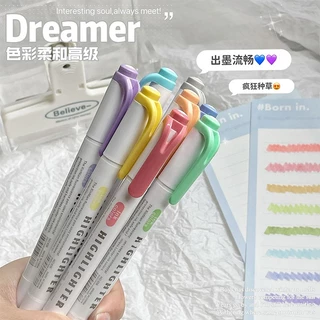 ปากกาเน้นข้อความ 25 สี หัวคู่ ปากกาไฮไลท์ หัวนุ่ม Morandi Macaron ปากกามาร์กเกอร์ สีไฮไลท์ เครื่องเขียน DIY