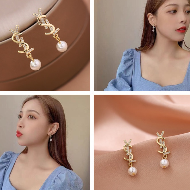 ต่างหู ประดับไข่มุก เรียบง่าย สําหรับผู้หญิง