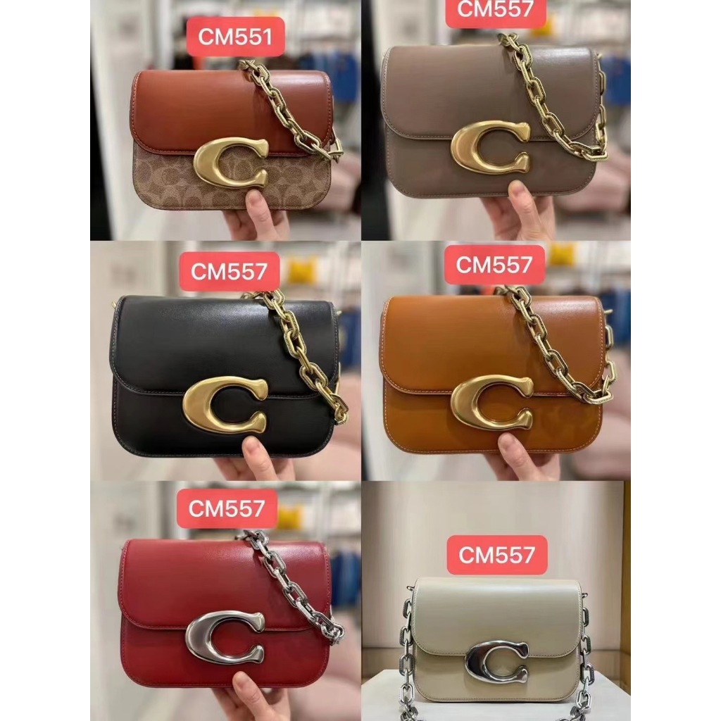 ของแท้ 100% COACH กระเป๋าหญิงสไตล์ใหม่ IDOL Messenger หญิงกระเป๋าไหล่กระเป๋า Messenger อานกระเป๋า CM551 CM557