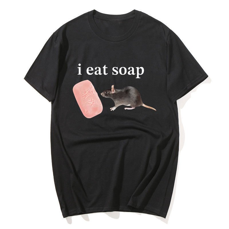 I Eat Soap Rat Funny Meme T เสื้อผู้ชายแฟชั่น Vintage O-คอแขนสั้นเสื้อยืดลําลองผ้าฝ้ายขนาดใหญ่ T เสื้อ Streetwear